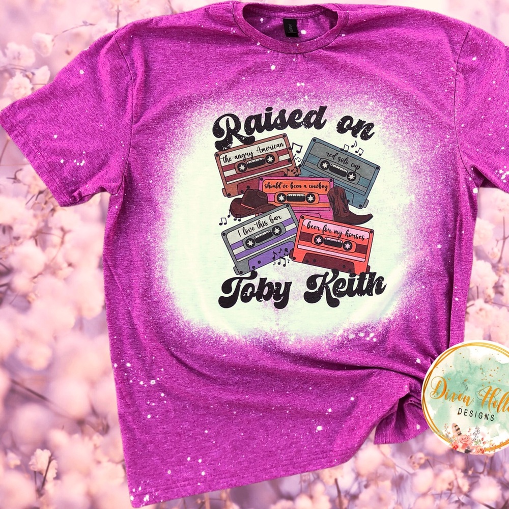 Women’s XL Raised On Toby Keith Bleached Tee